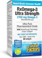 Natural Factors RxOmega-3 Ultra Strength - Brain & Heart Health Support - Eye Health Supplement with EPA & DHA - Supplement with Omega-3 Fatty Acids - 60 Softgels (30 Servings)