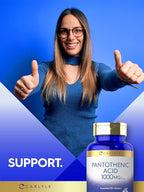 Carlyle Pantothenic Acid | 1000mg | 100 Capsules | Essential B5 Vitamin | Non-GMO, Gluten Free Supplement