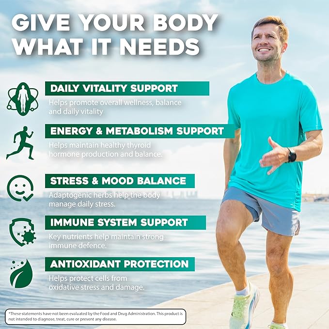 Thyroid Support Drops - Selenium, Zinc, Iodine, L Tyrosine, Ashwagandha, Turmeric, Schisandra Guggul, Cayenne, Basil - Liquid Supplement Folate Copper Alcohol -Free, Vegan, Non-GMO – 2 oz