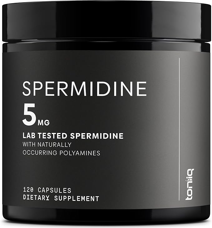 Toniiq Ultra Concentrated 500mg Spermidine Supplements for Men and Women - Non-Synthetic Spermidine Standardized to No Less Than 1% - 5mg per Serving Rice Germ Extract