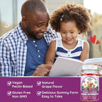 Iron Supplement Gummies for Kids - with Calcium, Zinc, Kids Multivitamin with Iron Gummies - Immune Support, Blood Builder & Energy Support for Iron Deficiency, Anemia, Vegan - 60 Count Grape Flavor