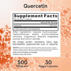 Jarrow Formulas Quercetin 500mg Capsules - 30 Veggie Caps - Supports Antioxidant Status, Cardiovascular Health & Immune Health - 30 Servings
