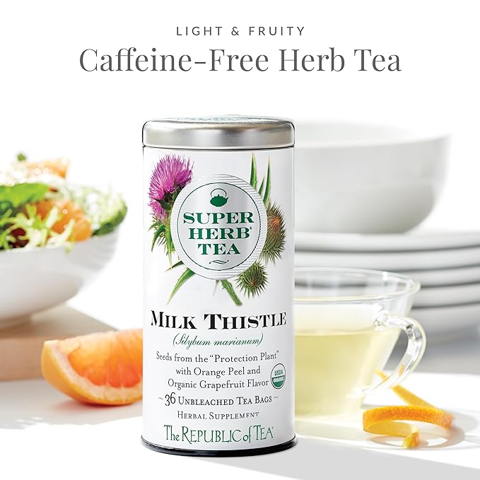 The Republic of Tea - Organic Milk Thistle SuperHerb Tea Tin, 36 Herbal Tea Bags, Naturally Caffeine-Free