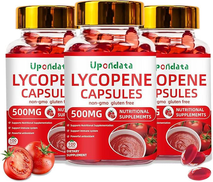 Lycopene Capsules - 500mg /100 Softgels Natural Tomato Extract Organic Complex Formula Supplement - Gluten-Free, Non-GMO (1 Pack)