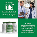 Health Thru Nutrition Black Seed Oil 500mg 360 Softgels | High Potency 2% Thymoquinone | 3rd Party Tested | Pure Cold Pressed | Organically Grown | Non-GMO, Gluten Free, Soy Free
