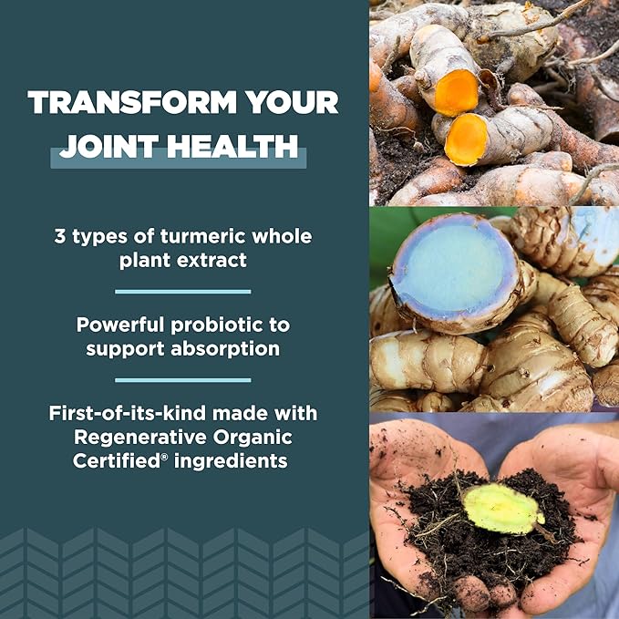 Ancient Nutrition Regenerative Organic Certified Turmeric Capsules, Once Daily, Use as a Joint Supplement and Supports Inflammation, Gluten Free, Paleo and Keto Friendly, 90 Count