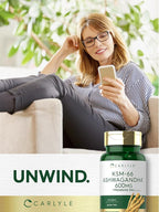 Carlyle KSM-66 Ashwagandha Capsules 600mg | 70 Count | with Melatonin 5mg | Potent Complex | Non-GMO, Gluten Free