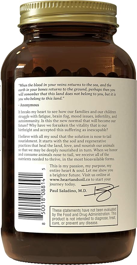 Heart & Soil Grass Fed Bone Matrix — Supports Bone and Joint Health, Strength, and Flexibility (180 Capsules)