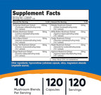 Nutricost Mushroom Complex Supplement, 120 Capsules for 120 Servings per Bottle - 10 Mushroom Blend (Includes Reishi, Maitake, Shiitake, Lion's Mane, and More) - Non-GMO and Gluten Free