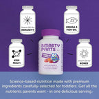 SmartyPants Toddler Multivitamin Gummies: Omega 3 Fish Oil (EPA/DHA), Vitamin D3, C, Vitamin B12, B6, A, K & Zinc, Biotin, Beta Carotene, Gluten Free, Three Fruit Flavors, 180 Count (60 Day Supply)