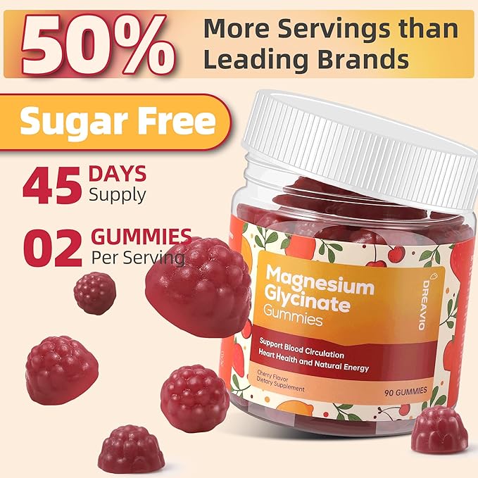 90 Count Magnesium Glycinate Gummies w/Ashwagandha Supplement - Sugar Free Zinc Magnesium Glycinate Supplement Ashwagandha Gummies for Adults