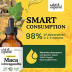 Wild & Organic Maca Root Ashwagandha Drops for Men and Women - Liquid Maca Ashwagandha Supplement for Overall Support - Peruvian Extract Tincture - Vegan, Sugar & Alcohol-Free - 4 fl oz