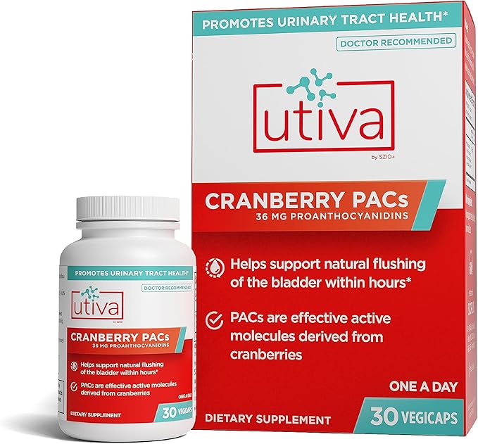 Szio+ 10% Bundle Utiva Cranberry PACs 30 Vegi Capsules + Utiva D-Mannose 500mg 120 Capsules + Utiva Probiotic 30 Delayed Release Vegi Capsules
