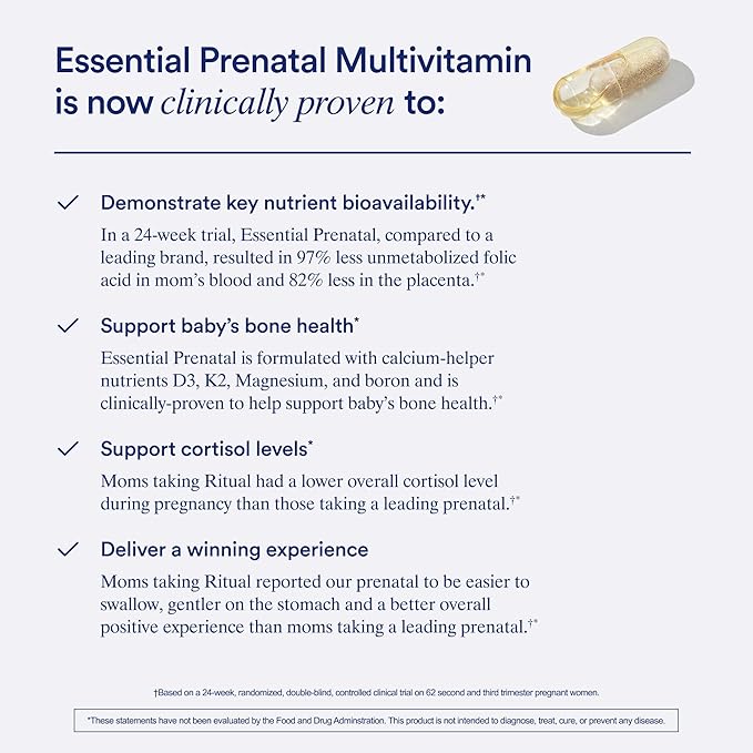 Ritual Prenatal Multivitamin for Women - Key Essential Vitamins and Minerals to Support Mom and Baby During Pregnancy* - Folate, Choline, Omega-3 DHA, Iron - Vegan - Mint - 60 Capsules - 30 Servings