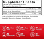 Force Factor Vitamin D3 K2 to Support Immunity, Heart Health, Bone Support, and More, High-Potency 2-in-1 Formula, Vegan, No Gelatin, Non-GMO, 120 Capsules