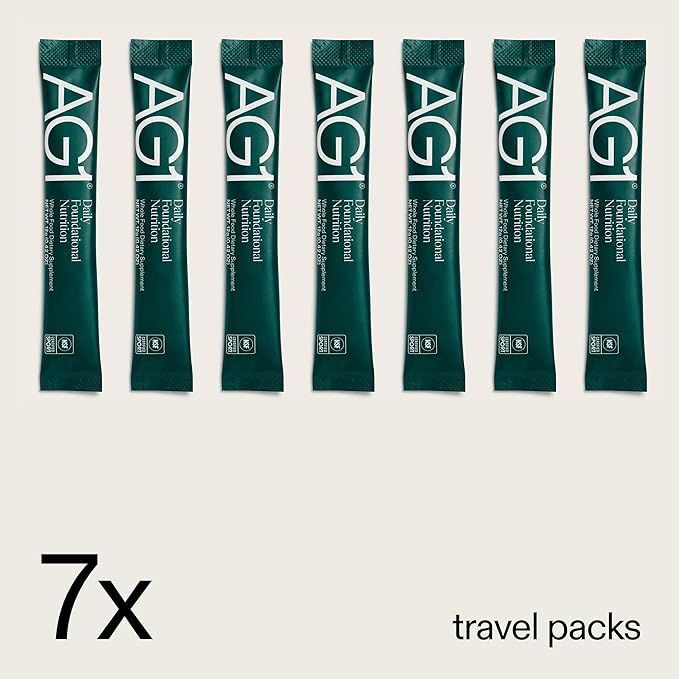 AG1 Athletic Greens 7-Day Starter Kit – All-in-One Greens Powder with Multivitamin, Probiotics, Superfoods – Includes 7 Travel Packs, BPA-Free Shaker & Habit-Building Journal