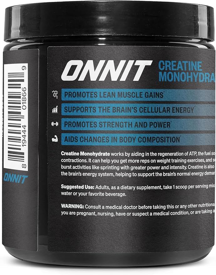 ONNIT Creatine Monohydrate Powder – Unflavored, 90-Serving Value Size – Supports Strength, Lean Muscle, and Brain Energy† – Keto Friendly, No Fillers, 90 Servings, 15.29 oz