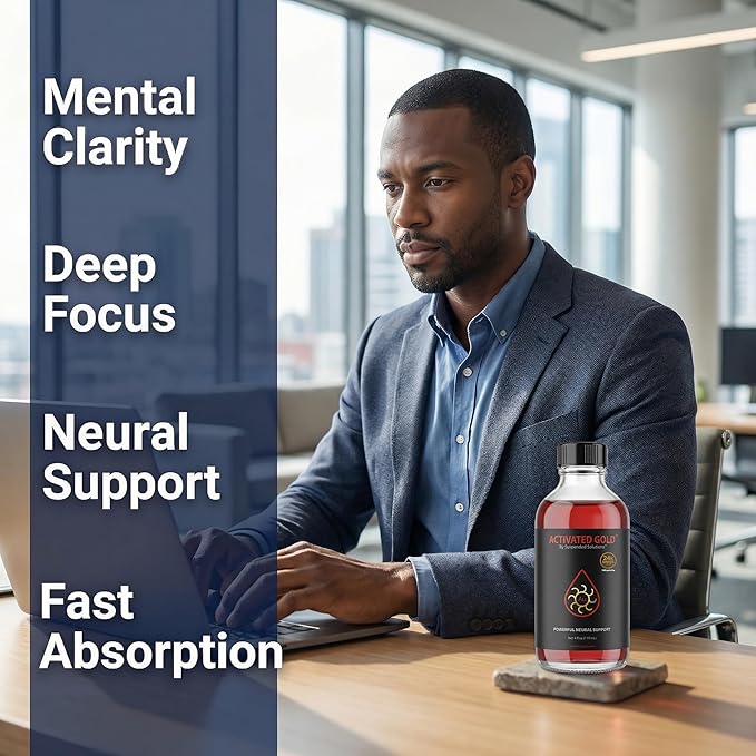 Activated Gold - 4oz, 24k Pure Colloidal Gold Supplement, Nano Gold Particles, Cognitive Support, Focus & Clarity