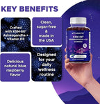 Vitamatic KSM-66® Ashwagandha + D3 Gummies – Natural Blue Raspberry Flavor – Sugar Free, Gluten Free, Non-GMO – 60 Gummies