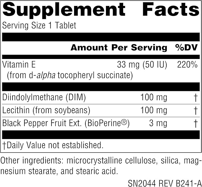 Source Naturals DIM, Diindolylmethane 100mg with BioPerine, Vitamin E & More - 180 Tablets
