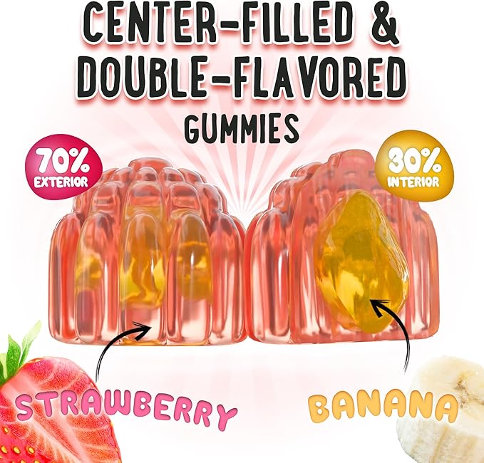 OH MY CHEWY Center-Filled Vitamin D3 K2 & Calcium Gummies - Supplement for Healthy Teeth, Bone & Energy - 5000 IU D3, 120 mcg K2(MK-7), 120 mg CA - Vegan & Non-GMO - 120 Count