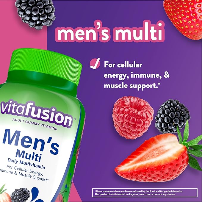 vitafusion Adult Gummy Vitamins for Men, Berry Flavored Men’s Multivitamin Gummy Supplement with Vitamins A, C, D, E, B6, B12, 75 Day Supply, 150 Count
