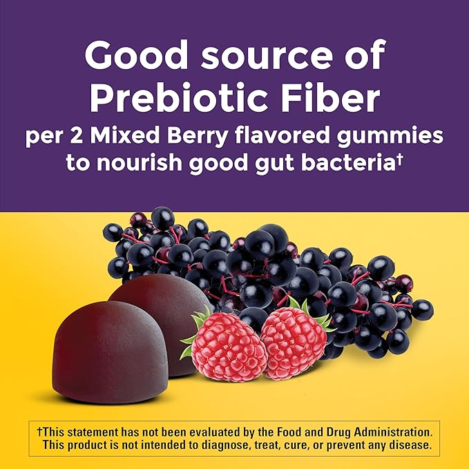 Nature Made Probiotic + Prebiotic Fiber Gummies for Daily Gut Health,Fiber Supplement with Probiotics for Digestive Health Support,50 Gummies,25 Day Supply,(Pack of 2)