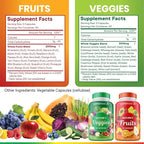 Superfood 180 Fruit and 180 Veggie Capsules - Whole Food Natural Superfoods - Maintain Energy Levels, with Beta Carotene - Soy Free (90 Count (Pack of 4)