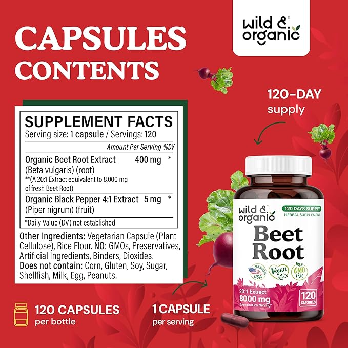 Wild & Organic Grape Seed Extract 120 Capsules & Beet Root 120 Capsules