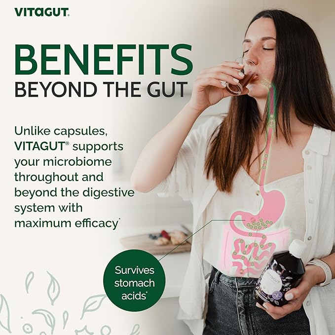 VITAGUT Liquid Probiotic, Prebiotics & Postbiotics 3-in-1 Organic, Live Probiotics for Women & Men - Probiotics for Digestive Health, 50 Billion CFU, 19 Fermented Herbs, Vegan Probiotic for Gut Health