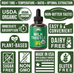 USDA Organic Milk Thistle Extract Vegan Liquid Drops. Liver Detox Herbal Supplement. Zero Sugar, Great for Digestion and A Cleanse. Pure Organic Milk Thistle Tincture Supplements for Women and Men