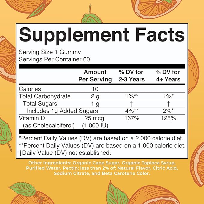 MARYRUTH'S Vitamin D3 Gummies | 2 Month Supply | Adults & Kids Vitamin D Gummy | Immune Support Supplement | VIT D3 1000IU for Bone Health&Muscle Function | Vegan | Non-GMO | Gluten Free | 60