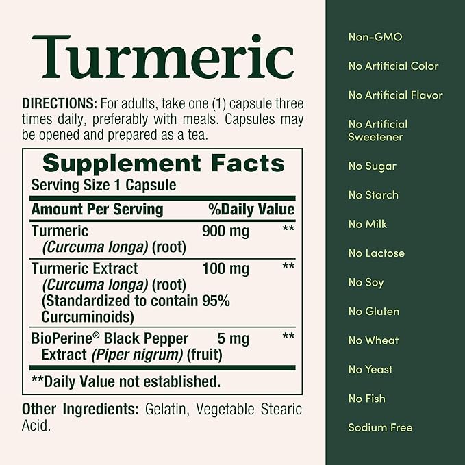 Nature's Bounty Turmeric with Black Pepper Extract,Supports Antioxidant Health,1000mg,60 Capsules,(Pack of 3)