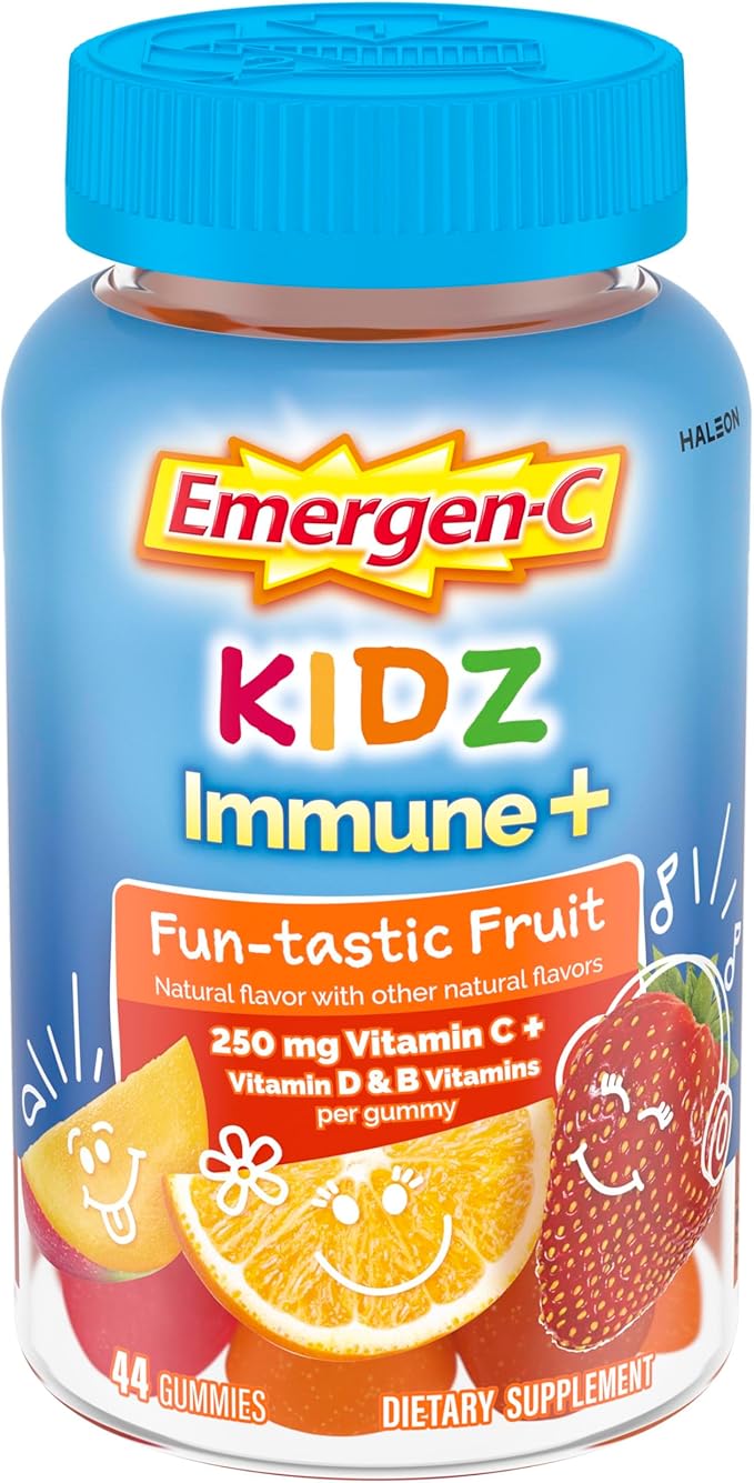 Emergen-C Kidz Vitamin C Immune Support Gummies Fun-Tastic Fruit 44CT includes Zinc, Manganese, B Vitamins and Vitamin D for Back to School Essentials