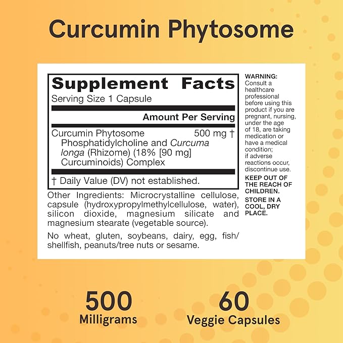 Jarrow Formulas Curcumin Phytosome 500 mg - 60 Veggie Capsules - Formulated with Meriva - Antioxidant Support Supplement - Joint Health & Support - 60 Servings
