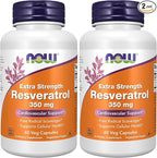 NOW Foods Supplements, Extra Strength Resveratrol 350mg, Natural Trans Resveratrol from 700 mg Japanese Knotweed Extract, 60 Veg Capsule, (Pack of 2)