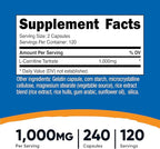 Nutricost L-Carnitine Tartrate 500mg, 240 Capsules - 1000mg Per Serving (2 Bottles)