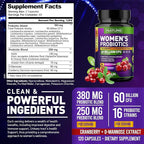 Probiotics for Women - 60 Billion CFUs, 16 Strains, with Cranberry, D-Mannose & Prebiotics - Supports Digestive, Immune, & Vaginal Health - Non-GMO, Dairy & Gluten-Free - 120 Veggie Capsules