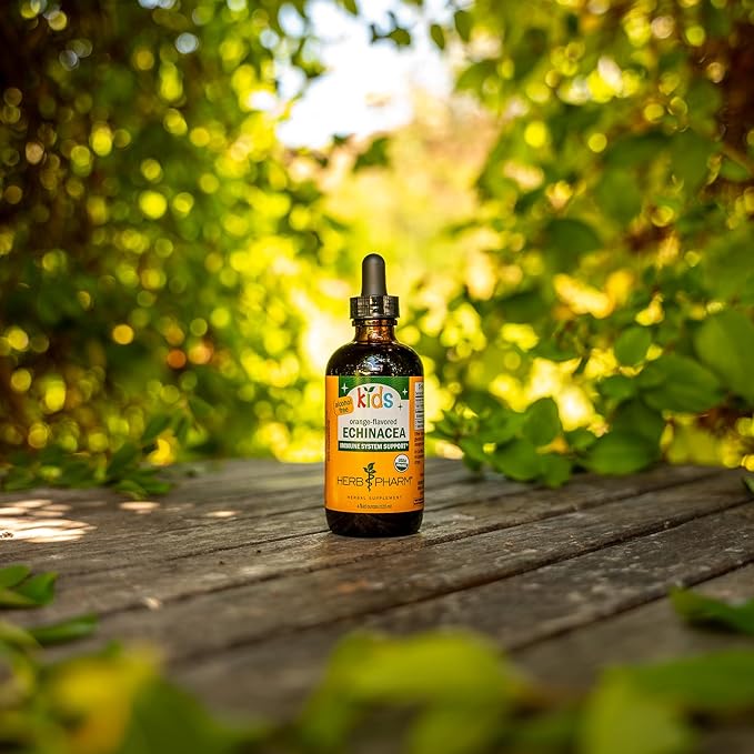 Herb Pharm Kids Certified-Organic Alcohol-Free Echinacea Glycerite Liquid Extract Drops, 4 oz