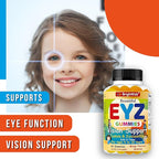 BrightKids Eye Health Gummies for Kids & Teens – Lutein & Zeaxanthin Vision Support – Vegan, Non-GMO Eye Vitamins for Screen Time – Tasty Mango Flavor – 60 Gummies