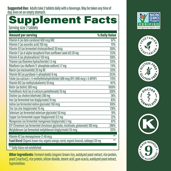 MegaFood Women's Advanced Multivitamin for Women - Doctor-Formulated With Iron, Choline, Vitamin D, Vitamin C & Zinc - Brain Health - Immune Support - Non-GMO - Vegetarian - 120 Tabs (60 Servings)