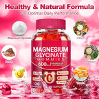 Magnesium Glycinate Gummies 600mg, Sugar Free Magnesium Gummies for Adults, Chewable Potassium Supplements for Sleep, Body Support and Relaxation, 2 Pack