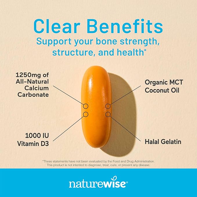 [1] NatureWise Calcium 1250mg + D3 1000IU + Organic MCT Oil - 60 Softgels[30-Day Supply] + [1] Omega 3 Fish Oil 1000mg + Vitamin E - Wild-Caught - 60 Softgels[30-Day Supply]