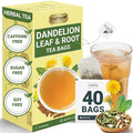 LeafLea Dandelion Root and Leaf Tea Bags, 40 Count, Roasted Dandelion Root Tea Blend, Natural Herbal Tea for Digestion & Wellness, Te de Diente de Leon, Individually Wrapped, Caffeine-Free, No Sugar
