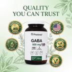 PRISTINE'S GABA 500mg Sleep Quality Support Supplement - 180 Day Supply - Calm Mind & Relaxation Sleep Support Capsules Glass Bottle