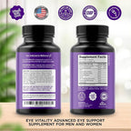 Eye Vitamins Supplement with Lutein, Bilberry, Beta Carotene, L-Taurine, Zinc and Quercetin, 90 Capsules, Supports Vision, Ocular and Macular Health, Helps Eyes Filter Blue Light