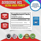 Toplux Berberine Supplement 1800mg - Berberine HCL 97% Tested Ultra High Purity Premium Berberine Extract to Support Overall Health, High Potency Berberine Plus Non-GMO Vegan Men Women, 90 Capsules