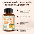 Quercetin with Bromelain Turmeric Curcumin Supplement – Allergy Relief, Immune & Joint Support – Organic Turmeric Supplement w/Bioperine for Enhanced Absorption, 60 Quercetin 500mg Capsules