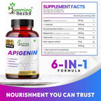 Humming Herbs Apigenin 504mg 6-in-1 Brain & Wellness Supplement with L-Theanine, Bacopa, Magnesium, Vitamin B6, Piper Nigrum – 90 Vegan Capsules
