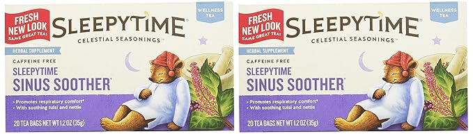 Celestial Seasonings Sleepytime Tea - Wellness Sinus Soother, Caffeine Free - 20 Tea Bags Box (Pack of 2)